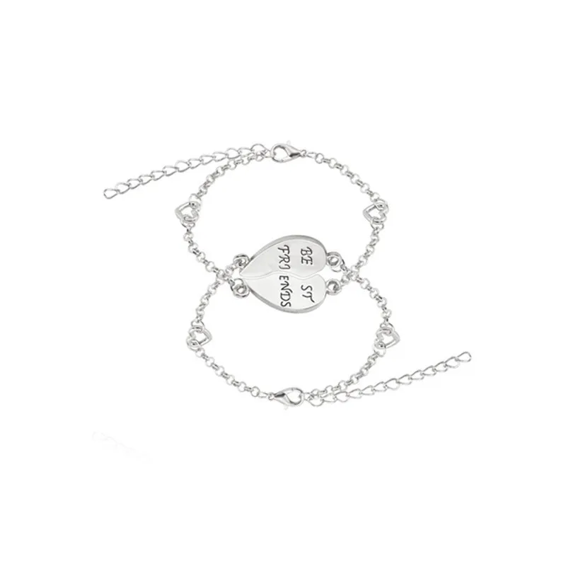 SL011-Silver Модный браслет лучшие друзья Головоломка Сердце браслет для женщин золото серебро BFF браслеты и браслеты талисманы ювелирные изделия Рождественский подарок - Окраска металла: SL011-Silver