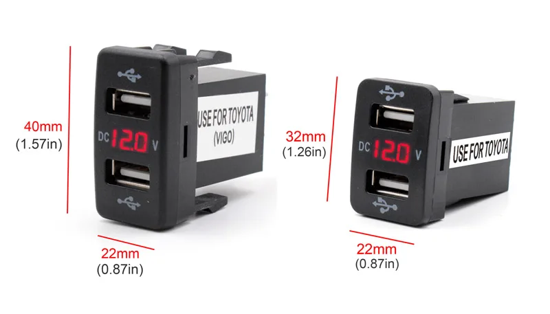 XCGaoon специальный выделенный 5V 4.2A на 2-портный Dual USB Порты и разъёмы автомобиля Зарядное устройство с светодиодный вольтметр разъем адаптера для TOYOTA вход DC 12 V-24 V
