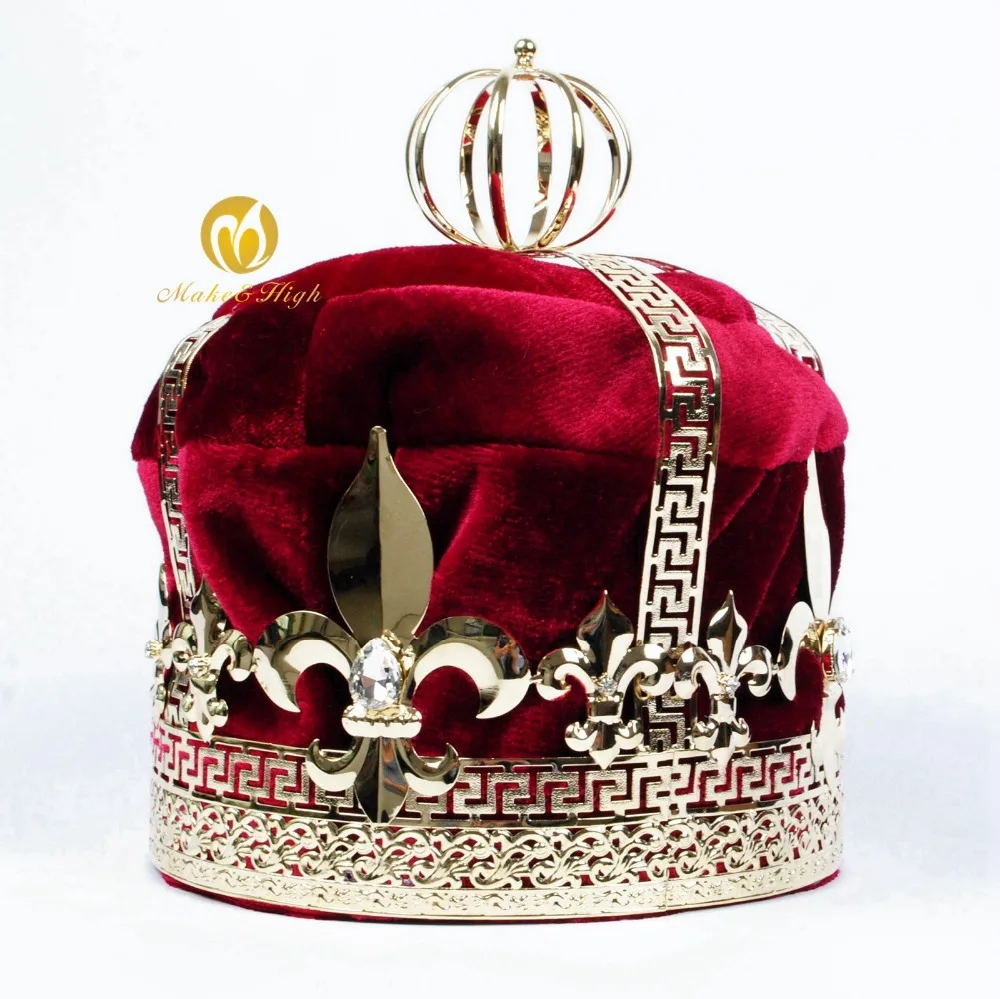 Красный бархат король диадема тиары Большой 9 &quotкороны ручной работы