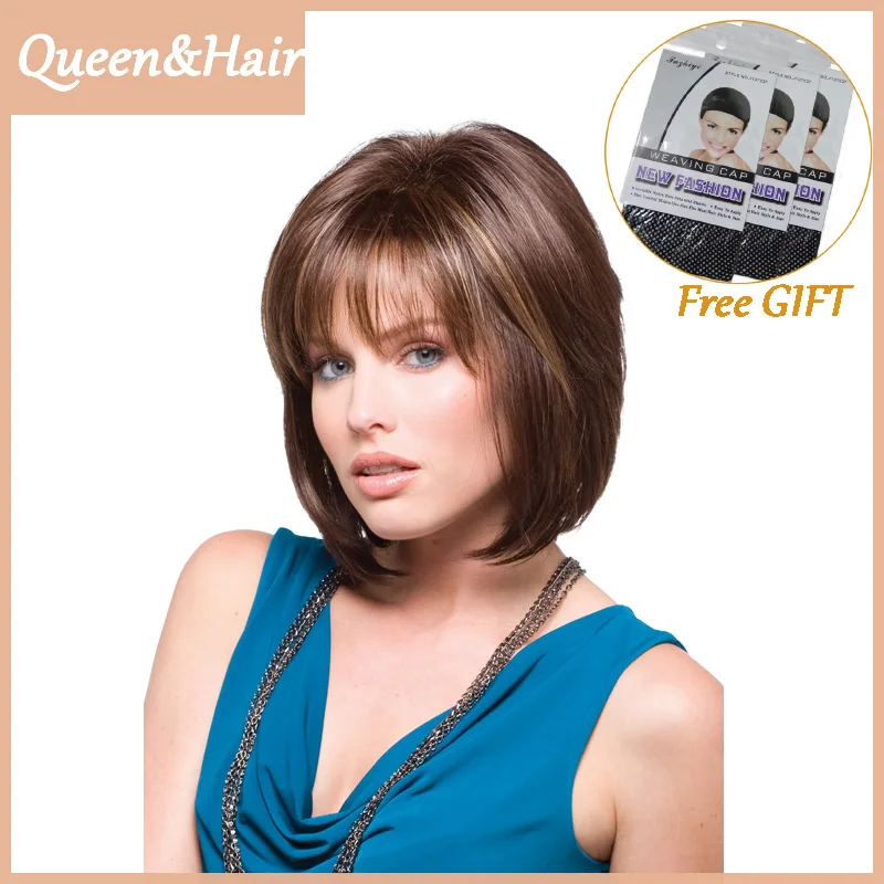 Sia Wig Fresh And Cool Natural Wigs Brown Color Lady Short Straight Full Head With Free Hairnet 1Pcs |