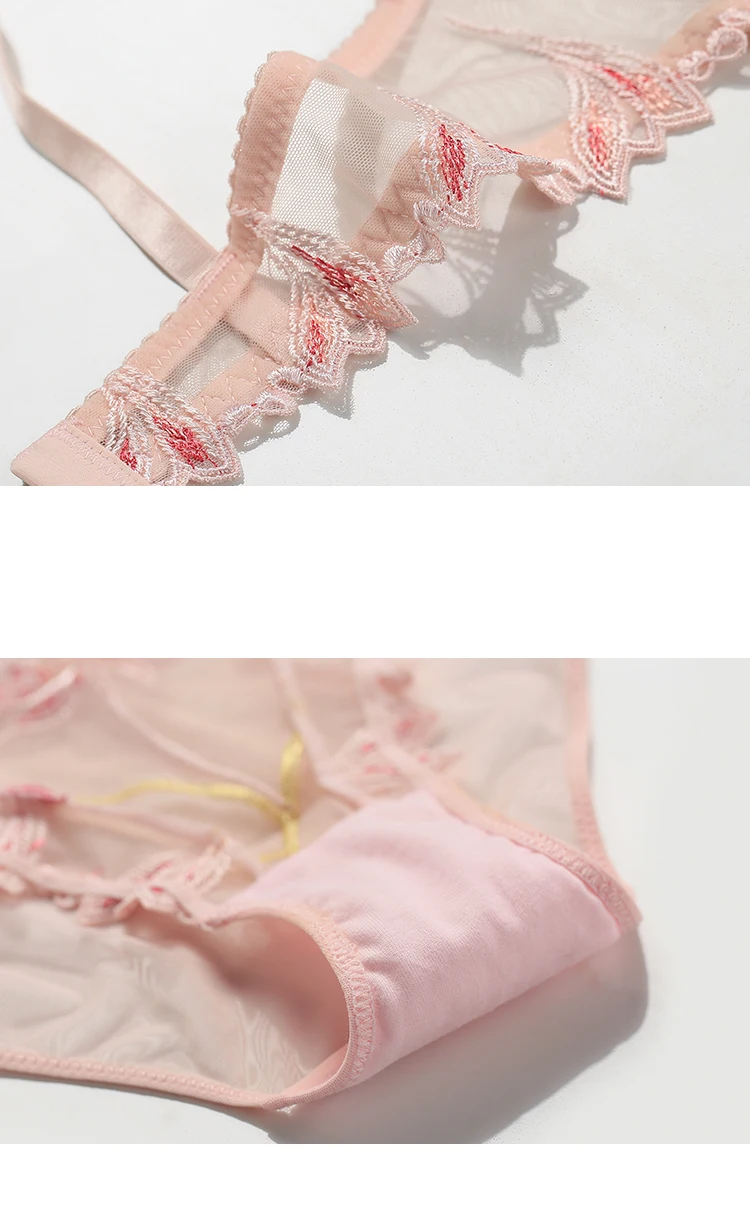LILYMODA, новинка, женский кружевной прозрачный ультратонкий бюстгальтер, наборы бюстгальтеров для женщин, с вышивкой вишни, нижнее белье, сексуальное Эротическое белье