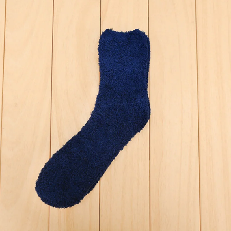 Navy Blue Новые Очень уютные кашемировые носки женские и мужские зимние теплые носки для сна домашние Пушистые Носки - Цвет: Navy Blue