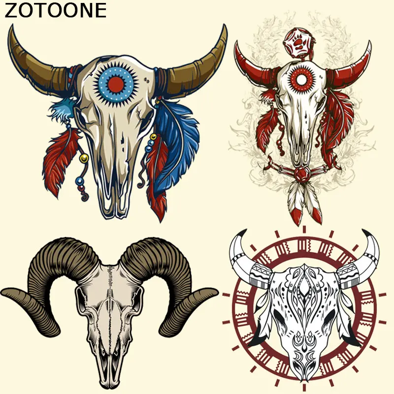 ZOOONE нашивки с изображением животных футболка наклейка черепа бытовые рисунком