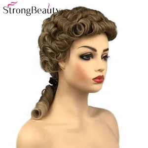 Кудрявый синтетический парик StrongBeauty, каштановые волосы средней длины, термостойкий женский парик