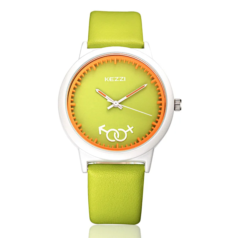 Любители прекрасный kezzi часы мальчик и девочка стильный тренд Популярные Кожа PU