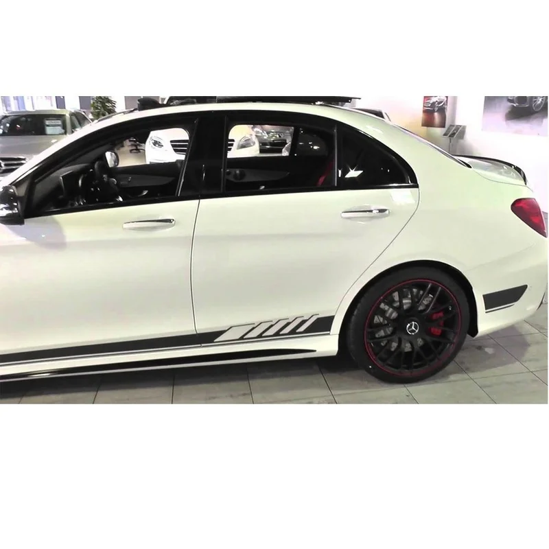 1 пара матовый черный автомобиль боковые стикеры декоративные для тела Mercedes Benz AMG