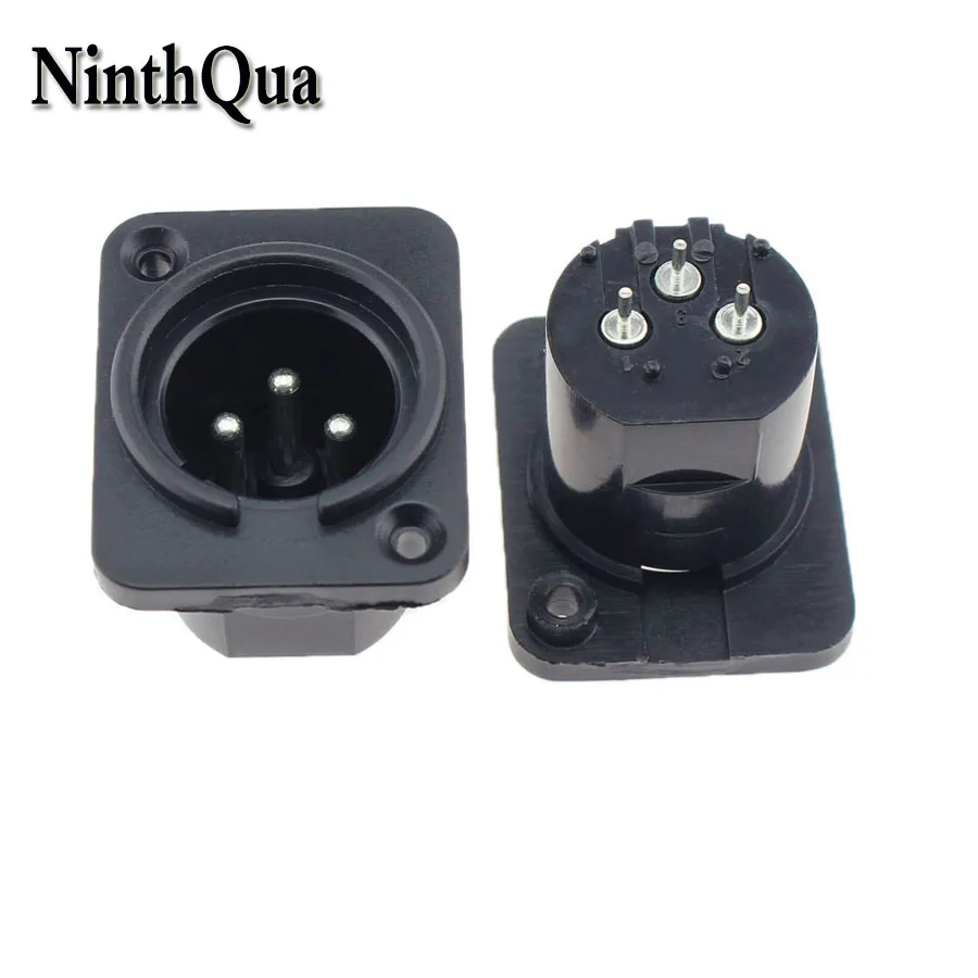 NinthQua 2 шт. XLR 3 Pin Штекерная Панель Шасси Монтажная вилка 3 P пластиковая Блокировка Аудио Микрофон Соединительный адаптер 32x26 мм