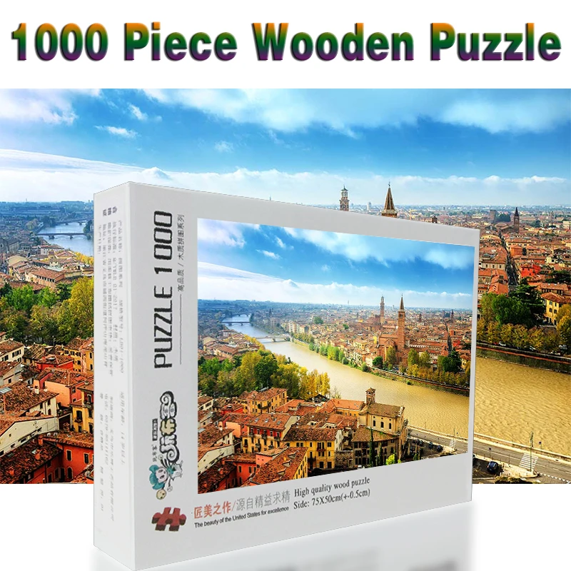 

Verona Italy Houses Rivers Sky Canal 1000 pieces Adult Wooden Landscape jigsaw Puzzles For Children Educational Toys Gifts