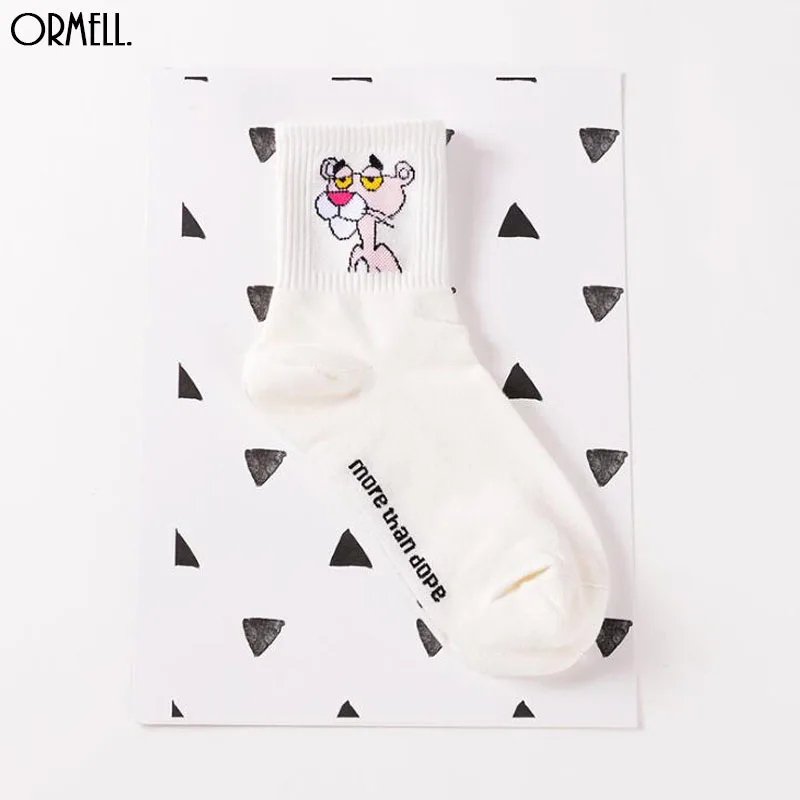 Модные хлопковые носки с принтом розовой Пантеры для женщин на осень и зиму милые