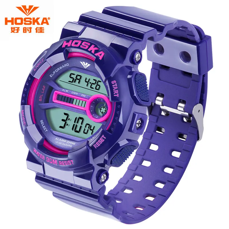 Электронные часы для женщин hoска Спортивный Хронограф Календарь подсветка