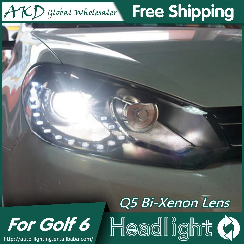 AKD автомобильный Стайлинг для VW Golf 6 фары 2012 Volkswagen Golf светодиодный фары DRL Биксеноновые линзы дальнего ближнего света парковочные противотуманные фары