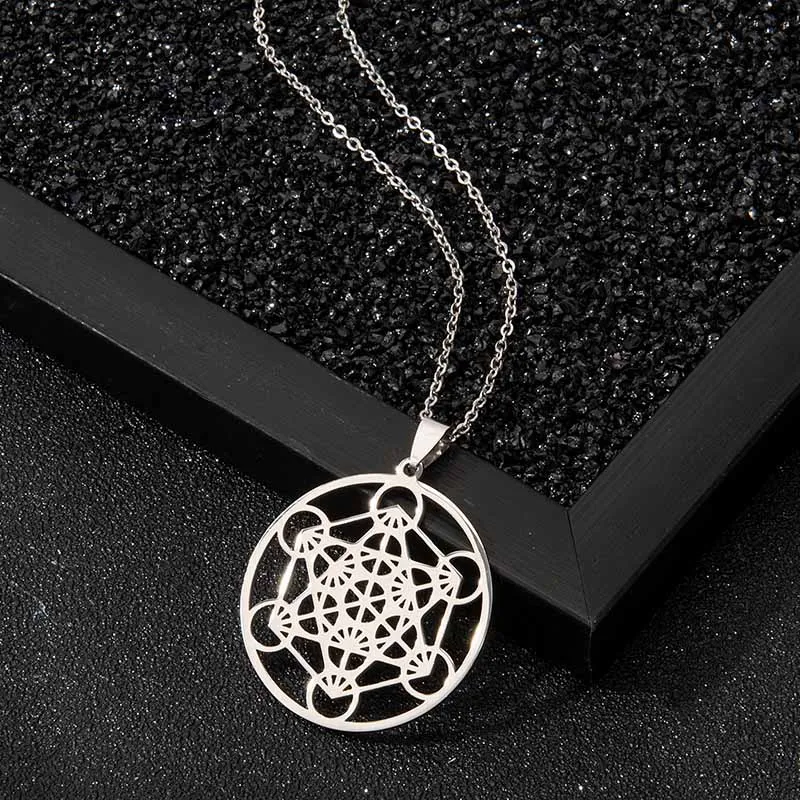 Metatron's Cube нержавеющая сталь кулон уплотнения Archangel Ангел сигил ожерелья с 60 см цепи для женщин