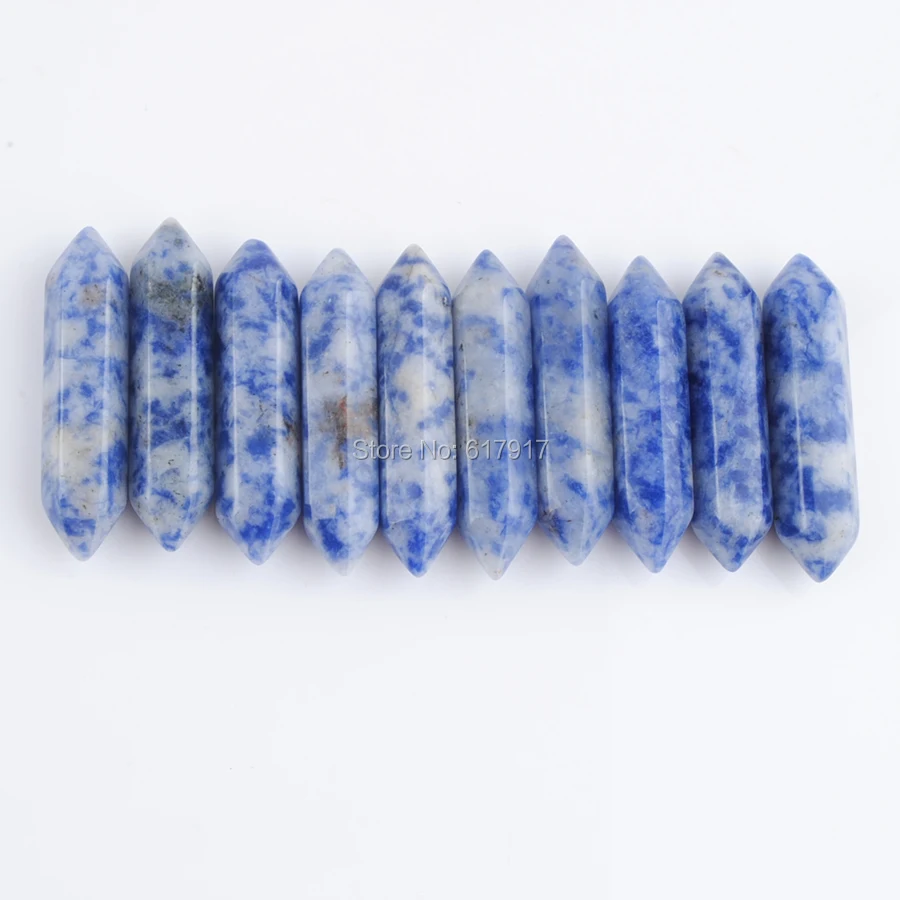Natural Stone Sodalite Gem Hexagonal Healing Pointed Reiki Chakra No Drilling Hole Pendant Beads Wholesale 10Pcs/lot TU3074 | Украшения и
