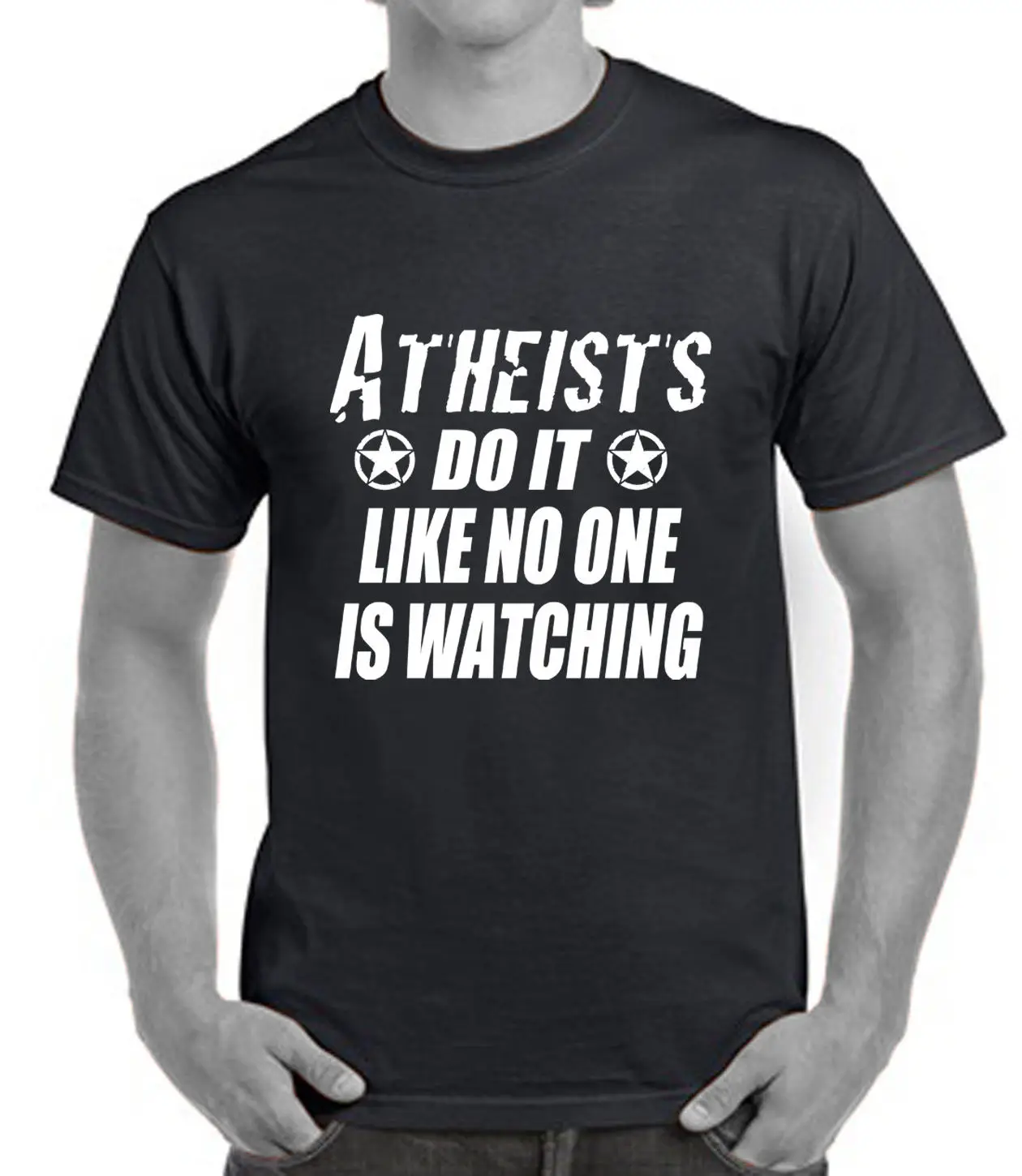 

2019 Creative Novelty Summer Style Cotton Atheists Do It Like No One Is Watching Tshirt Design