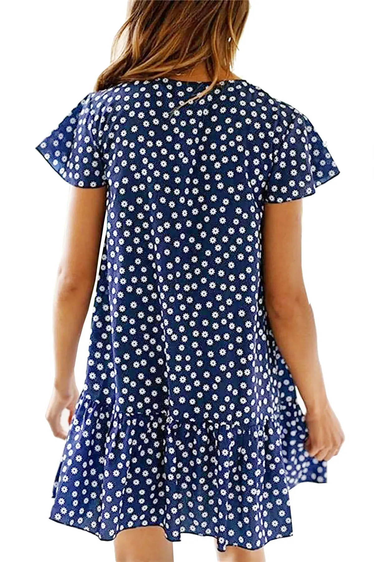 Womens Summer Mini Dress Ladies Short Sleeve Printing Beach Party Dot Sundress Casual Woman Night Dres | Женская одежда