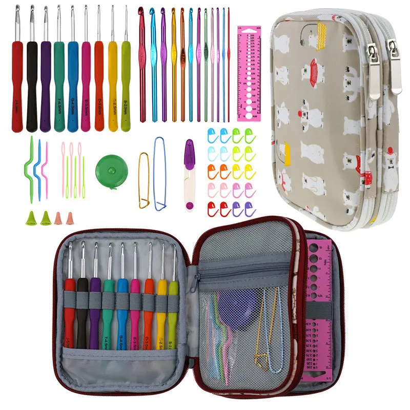 Набор крючков для вязания с пустой сумкой хранения пряжи инструменты шитья спицы