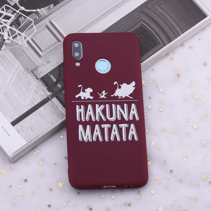 Для huawei Honor mate 10 20 Nova P20 P30 P Smart Hakuna Matata Король Лев карамельный силиконовый чехол для телефона Capa Fundas Coque - Цвет: Burgundy