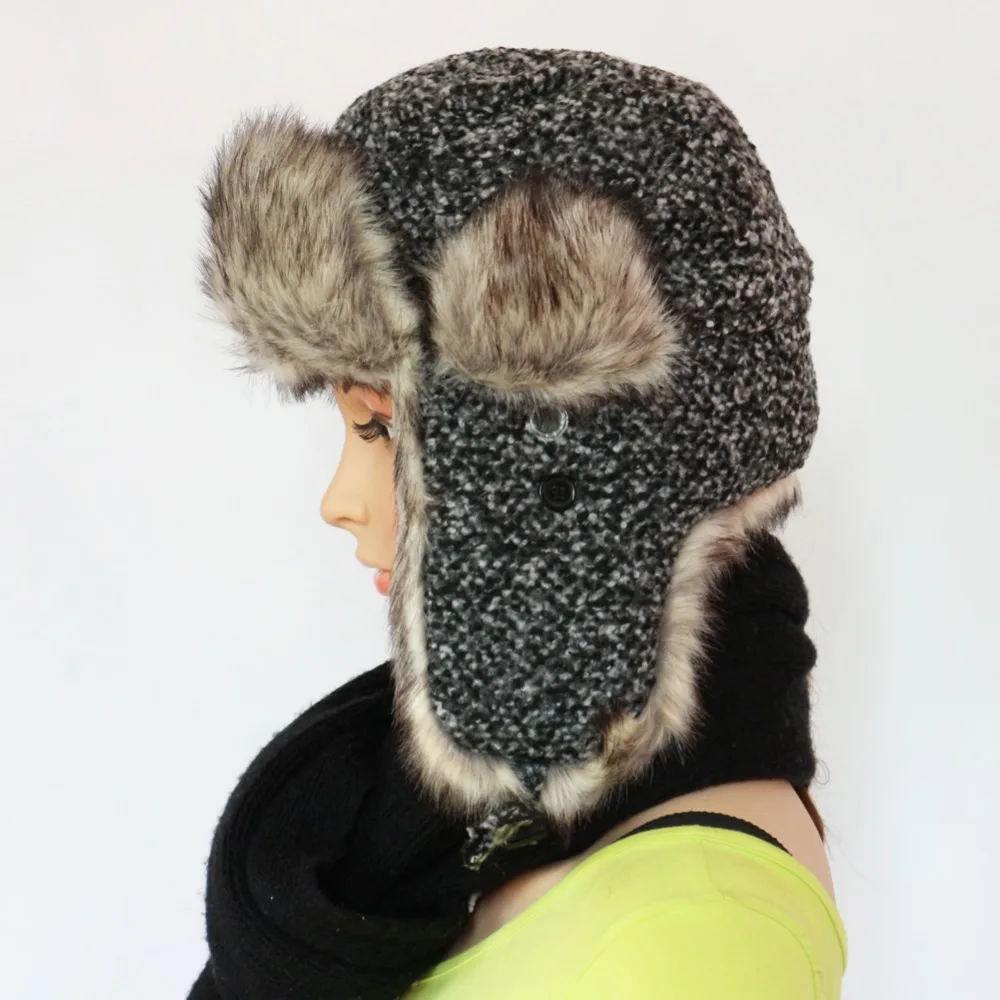 Boolawdee российская женская и Мужская Зимняя шерстяная смесь шапка ушанка для