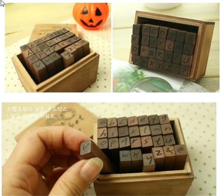 Винтажный стильный деревянный ящик набор резиновых штампов почерк буквы