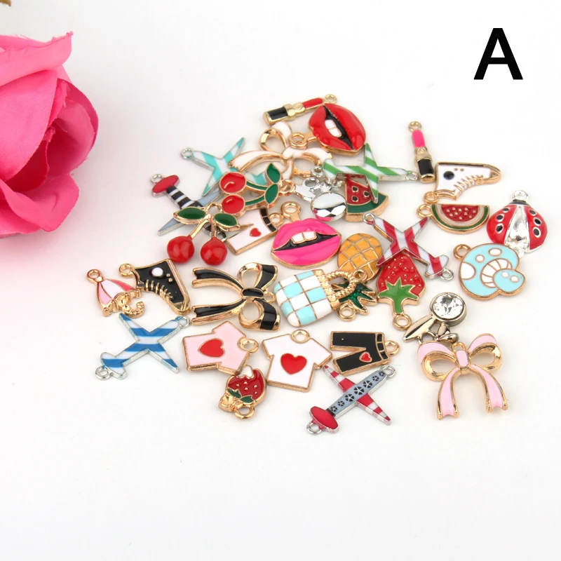 10 шт./лот смешанные эмалевые шармы из сплава для браслета серьги Декор фурнитура