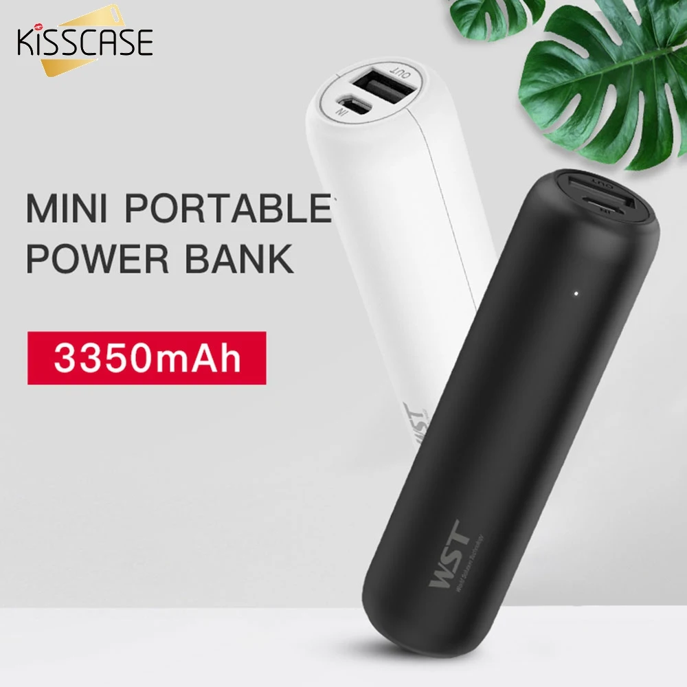 KISSCASE 3350 мАч Мини Внешний аккумулятор USB порт Зарядка для iPhone Samsung Xiaomi внешняя
