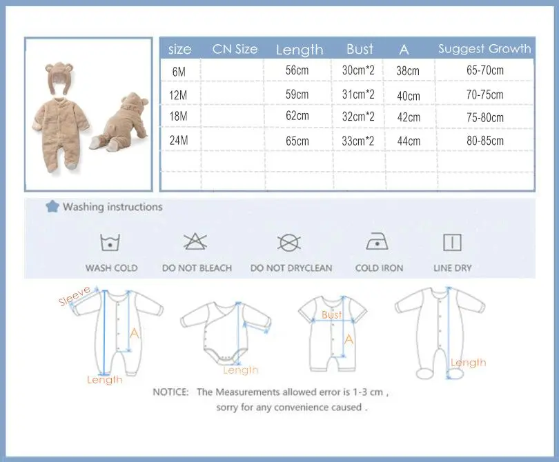 Мода 2018 одежда для малышей Утолщенный флис унисекс зимний Цельный Наряд Милая