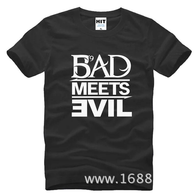 Мужская футболка Eminem Bad Meets Evil rap rock хлопковая Повседневная с коротким рукавом