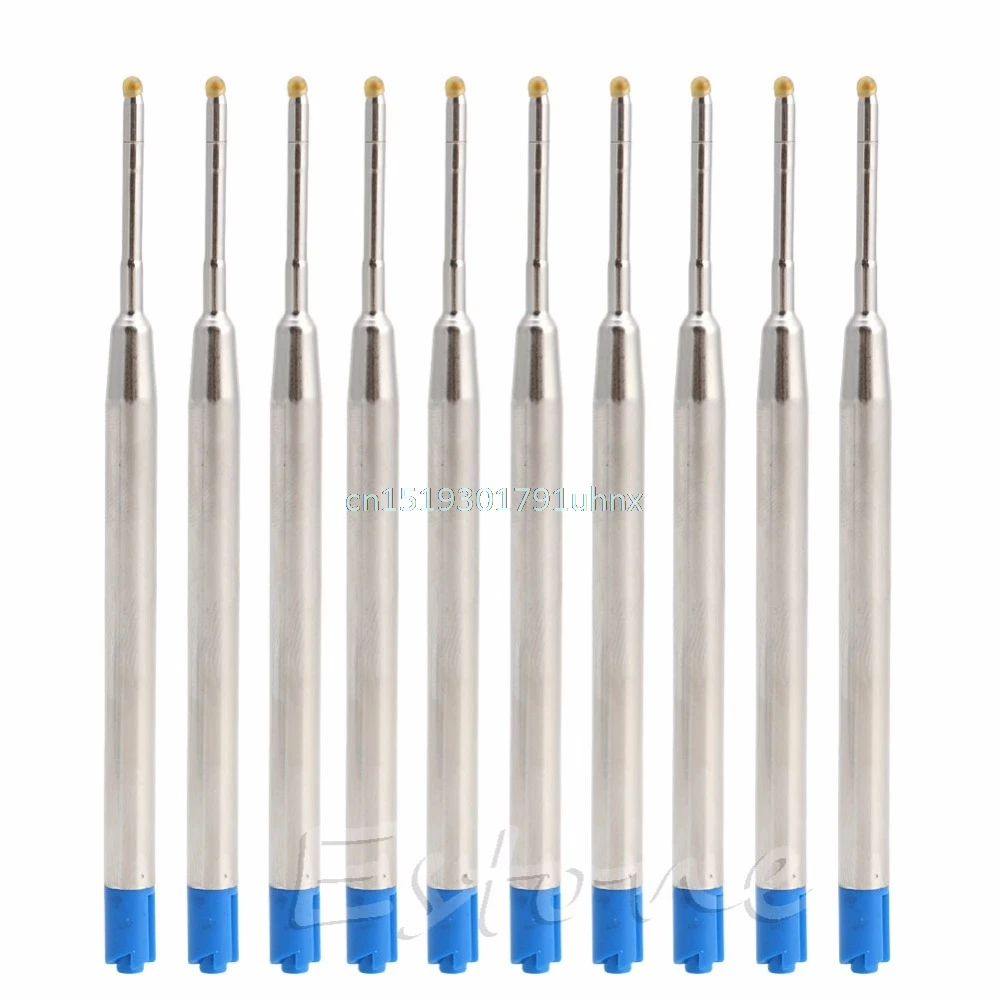 

10pcs Blue Ink 1MM Medium Nib Ball Point Pen Refills Universal Standard Style