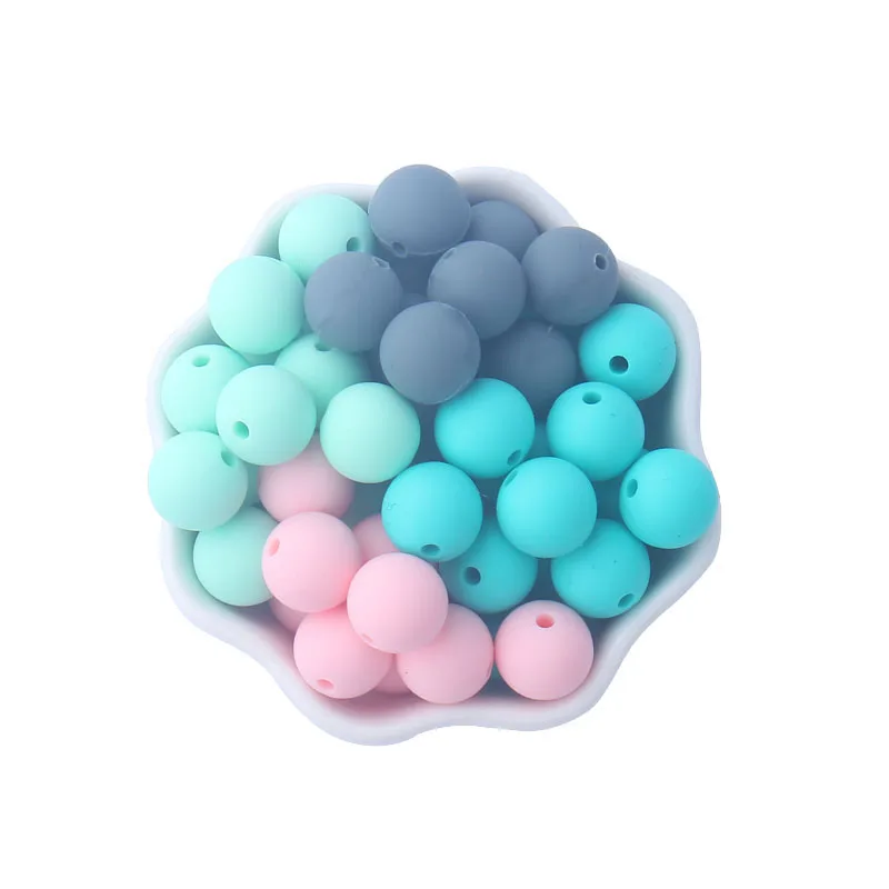 

XCQGH 40PCS Mixed Color Round Silicone Beads for Jewelry Necklace Bracelet Making Baby Teeething Beads