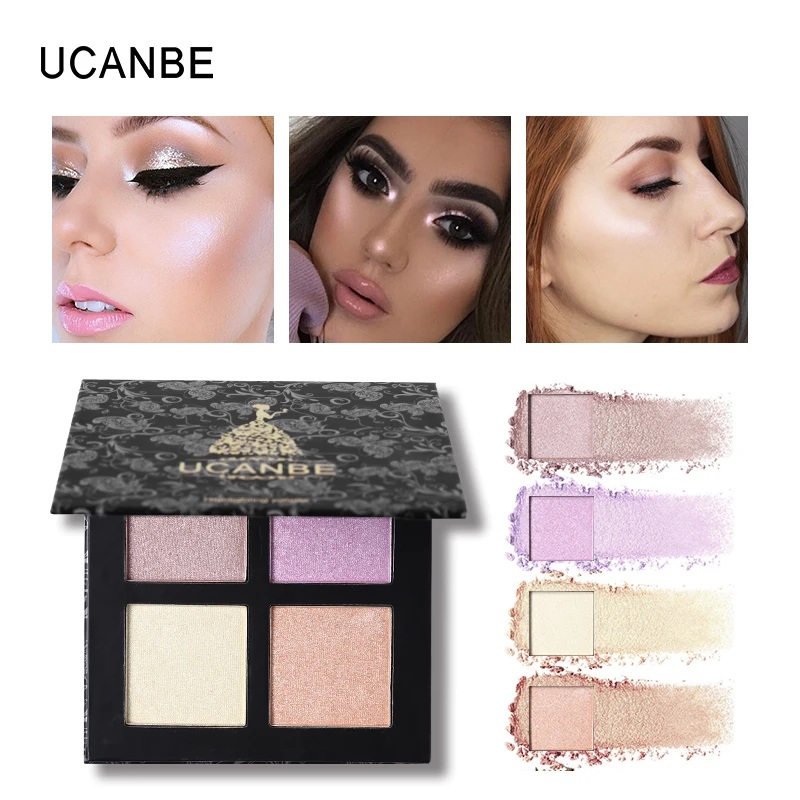 UCANBE пудра для лица осветитель макияжа 4 цвета хайлайтер палитра бронзатор контур