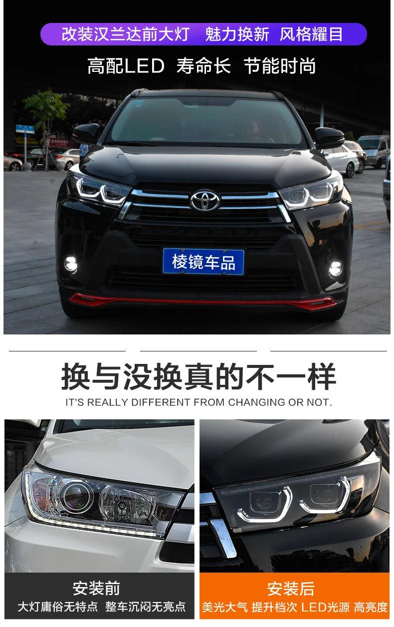 Автомобильный Стайлинг для фары Toyota highlander Kluger/highlander все светодиодный задний фонарь светодиодный DRL динамический сигнал поворота