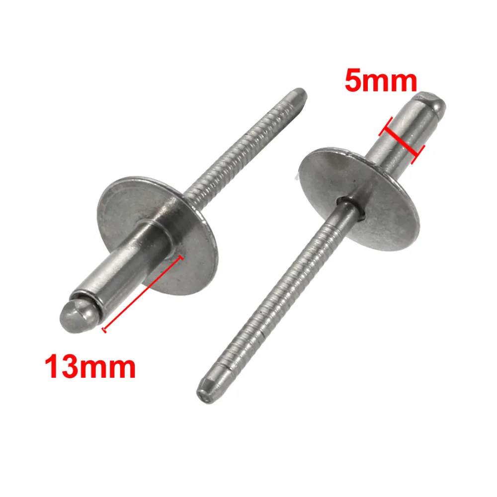 

UXCELL 5pcs Rivets 13mmx5mmx16mm 304 Stainless Steel Open End Large Flange Blind Rivet Fasteners For Machines Aircraft Ships