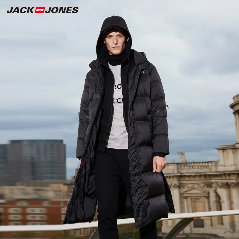 JackJones Мужская зимняя длинная куртка с капюшоном уличная верхняя одежда мужская