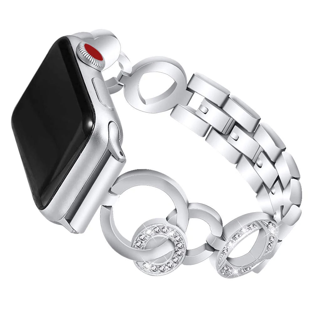 Браслет JANSIN с бриллиантами из нержавеющей стали для Apple watch 40 мм 44 мм 38 мм 42 мм iWatch Series 5 4 3 2 1 женский браслет