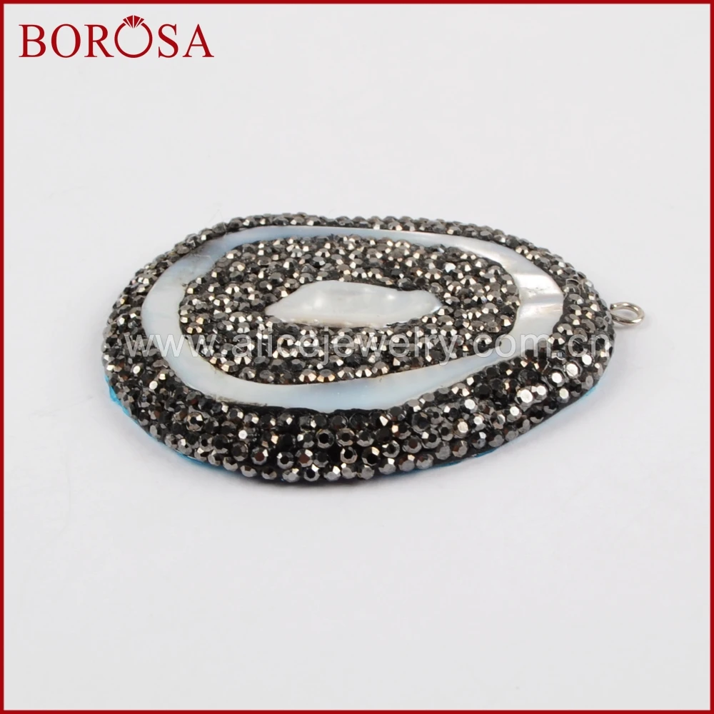 BOROSA 5 шт. Бесплатная форма натуральный жемчуг белый корпус стразы проложенный