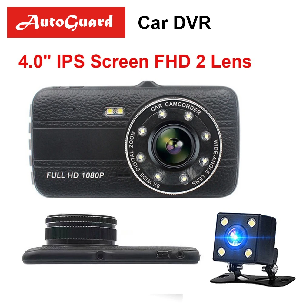 4 0 дюймов ips Автомобильный видеорегистратор Камера FHD 1080 P двойной объектив с