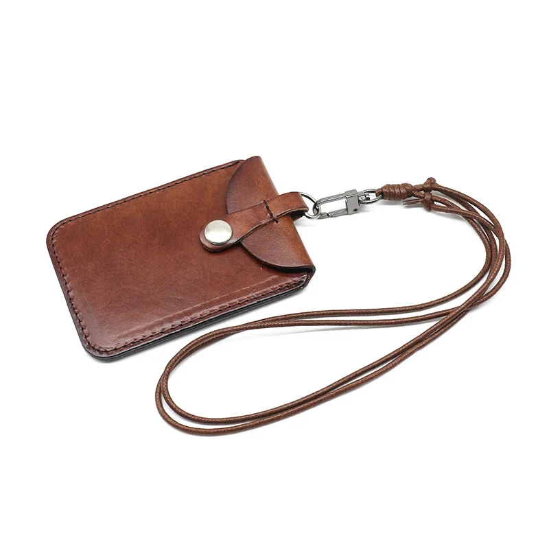 New Fashion Vertical Style ID Badge Holder For Work Genuine Leather Student Identity Bus Card Case Retractable Lanyard Tag Bag |
