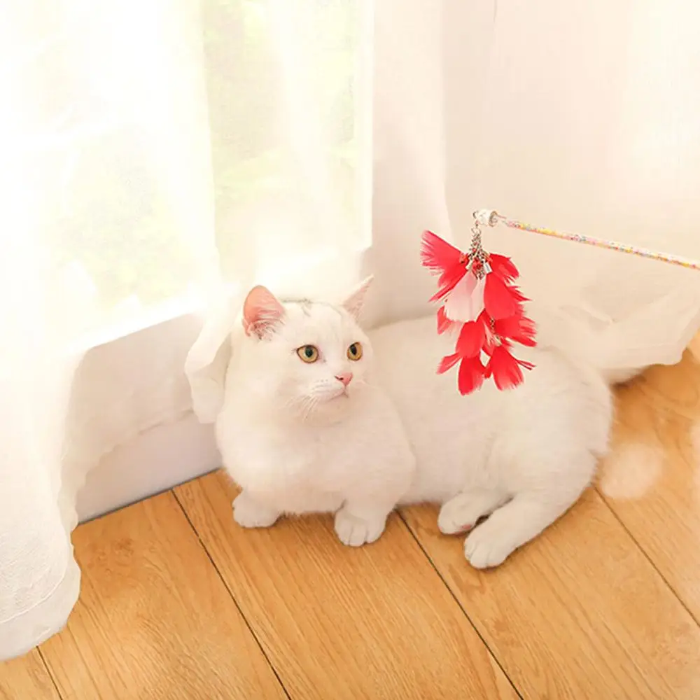 Игрушка для питомца кошки котенок Кот тизер тренажер палочка с 3 слойным пером