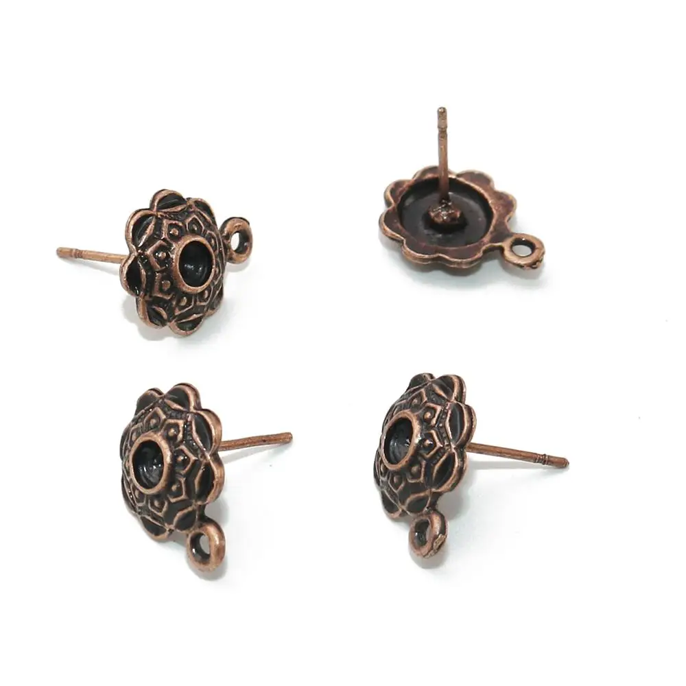 8 сезонов модные серьги-гвоздики из сплава цинка в форме цветка античная бронза с