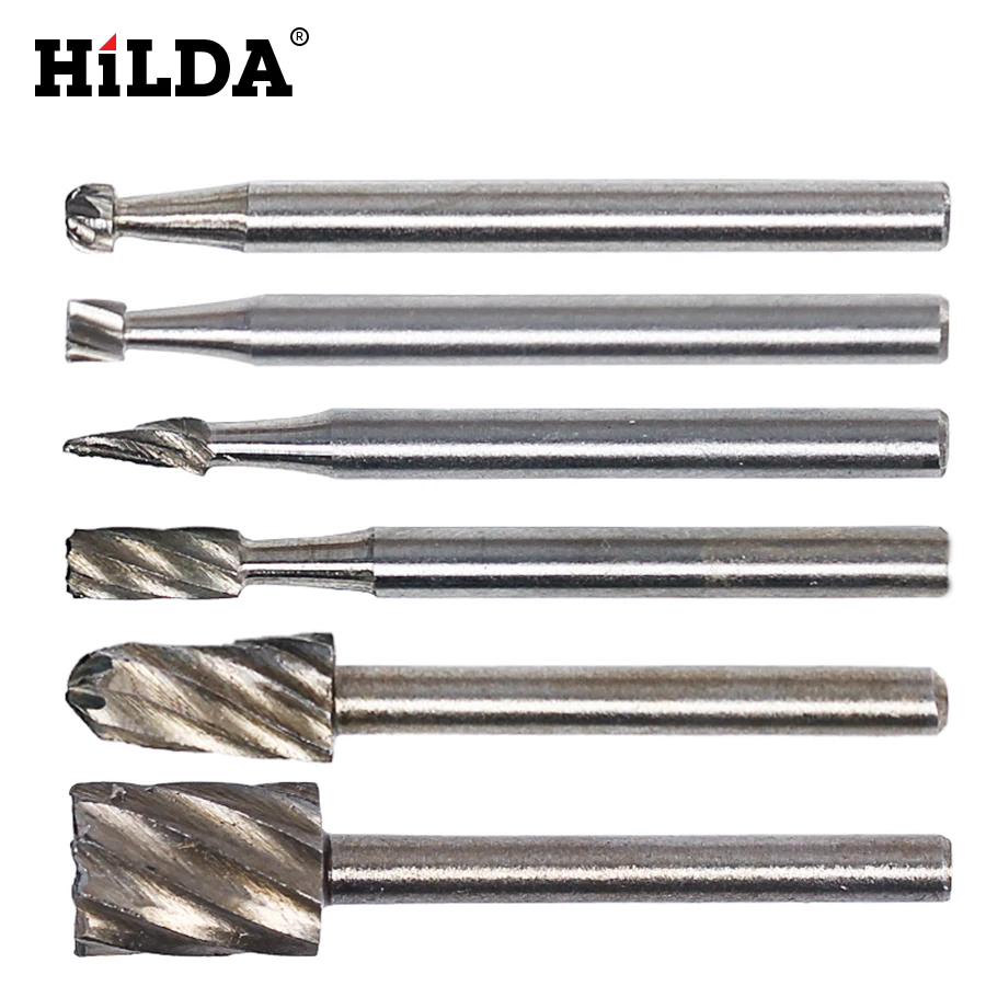 HILDA, 6 шт., HSS Dremel, роторный инструмент, мини сверла, набор заусенцев, Dremel, инструменты для резьбы по дереву, набор инструментов, аксессуары для Dremel