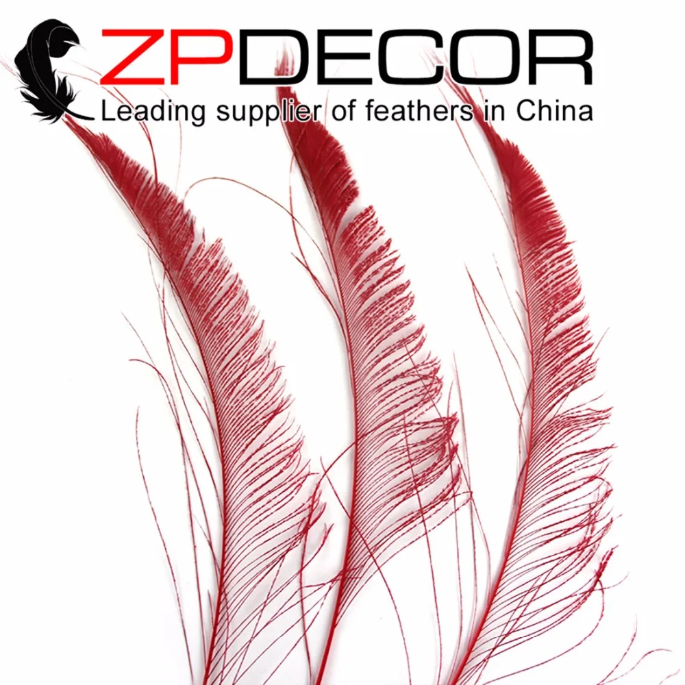 ZPDECOR 50 шт./лот 30-40 см (12-16 дюймов) ручной выбор премиум красный отбеленный павлин меч резка перья костюм и карнавальное украшение