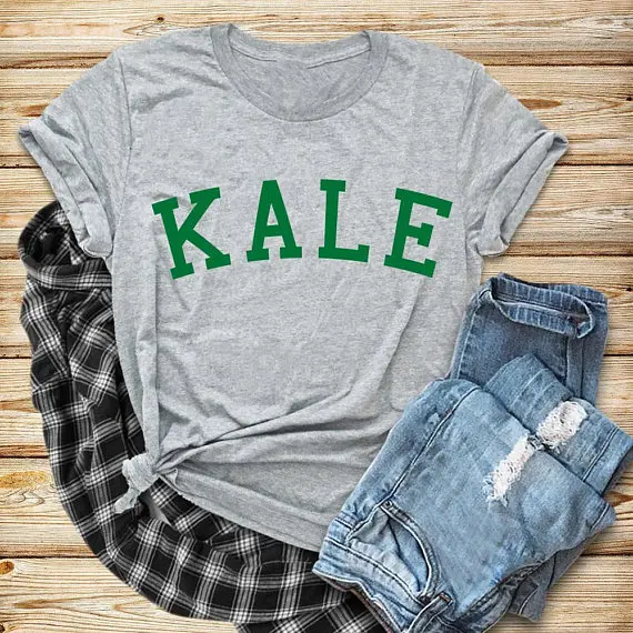 Зеленая футболка с забавным графическим рисунком KALE модная одежда женская