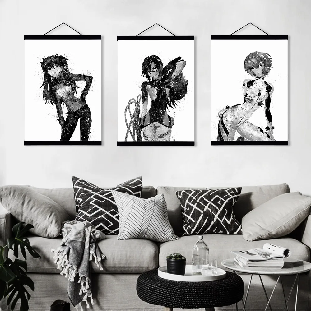 Современный акварельный японский аниме фильм EVA деревянная рамка Холст Живопись