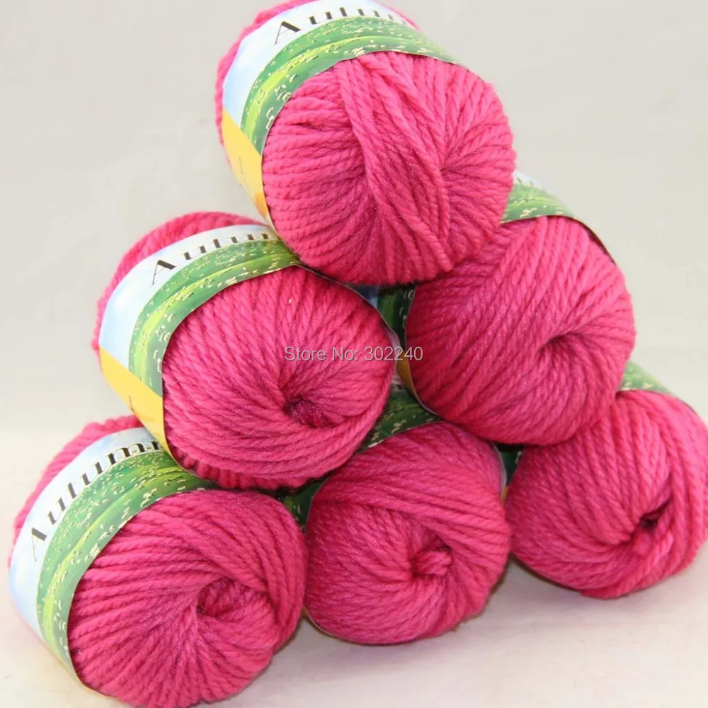

LOT of 6 BallsX50g Chunky Hand-woven Coarse Knitting Yarn Raspberry 203