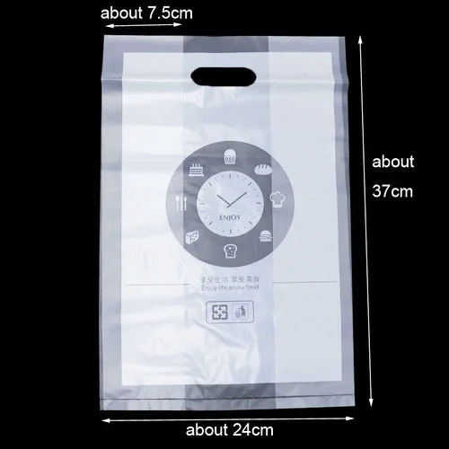 clock 24x37cm 50 шт часы дизайн пластиковый мешок для подарков еда Хлеб упаковка сумки с ручкой шоппинг вечерние свадебные пластиковые конфеты мешки для пирожных - Цвет: clock 24x37cm