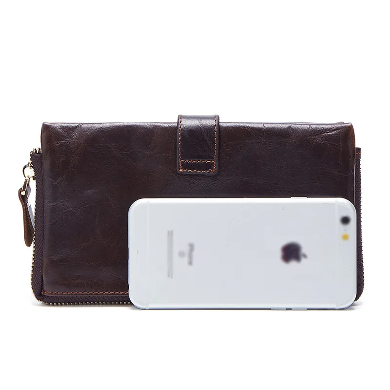 Leacool 100% кошелек из натуральной кожи мужской длинный винтажный Повседневный