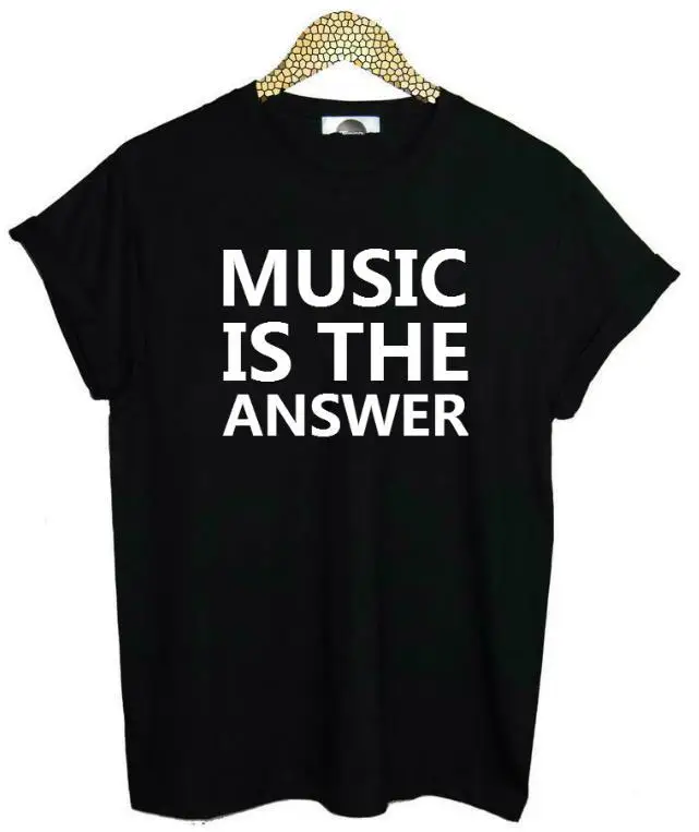 Новая женская футболка с надписью MUSIC IS THE ANSWER хлопковая Повседневная забавная