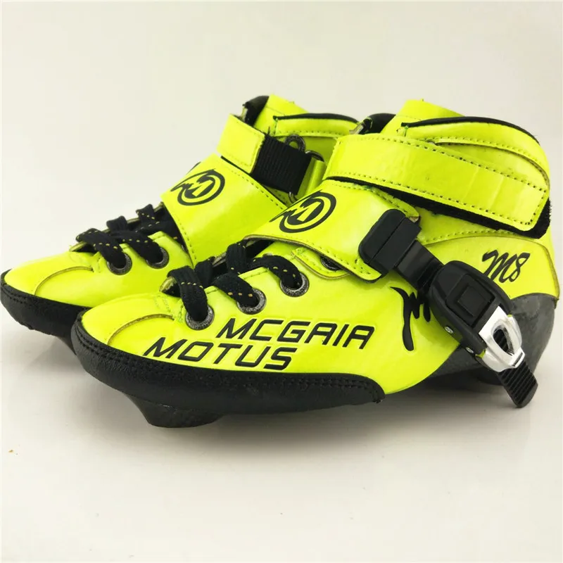 Grass Yellow boot Профессиональный марафон уличная дорога роликовые коньки обувь для взрослых детей черный желтый красный Размер 27 28 29 41 42 43 44 - Цвет: Grass Yellow boot