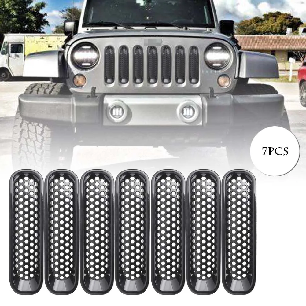 7x передняя вставка автомобиля сетка решетка гонки гриль для Jeep Wrangler JK аксессуары