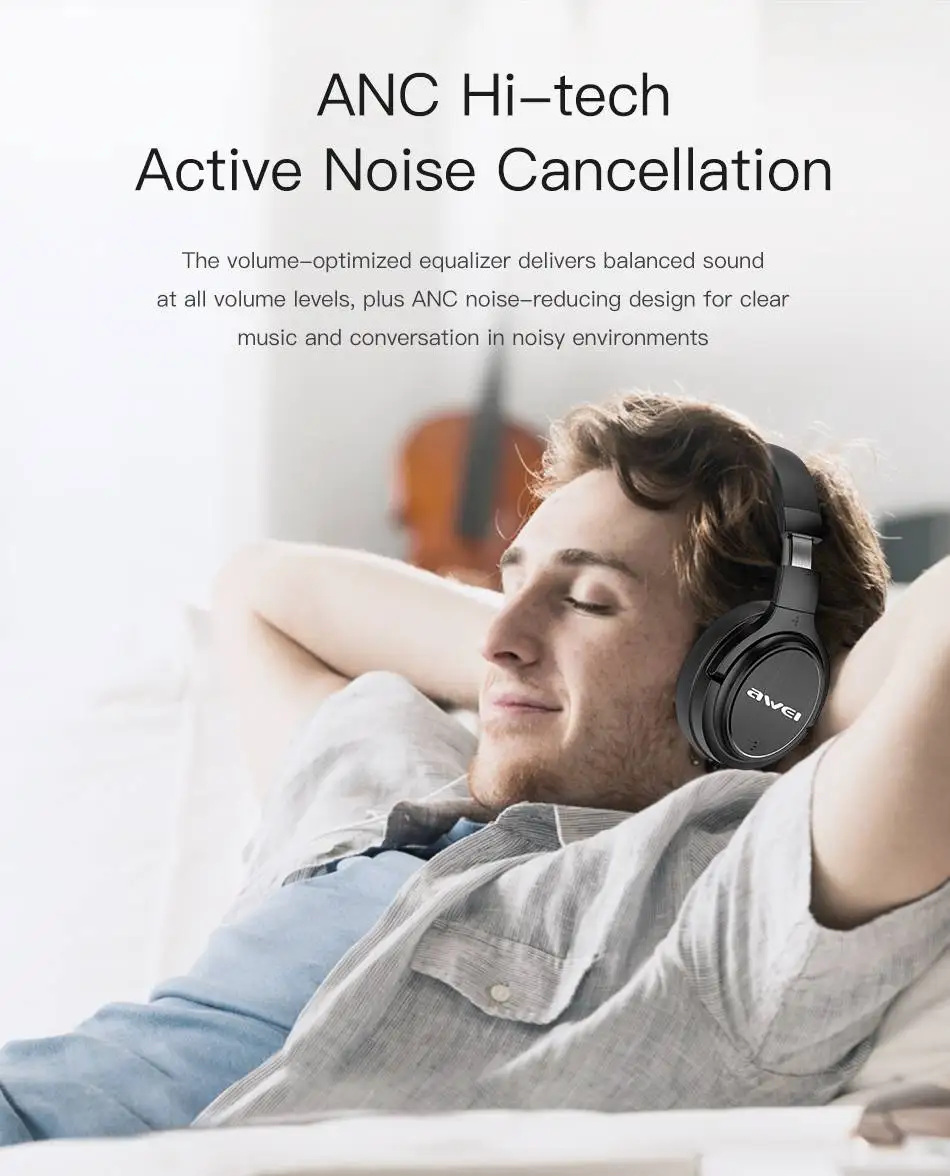 Оригинальные AWEI A950BL bluetooth наушники ANC шумоподавление Беспроводная bluetooth гарнитура наушники с микрофоном Handfree